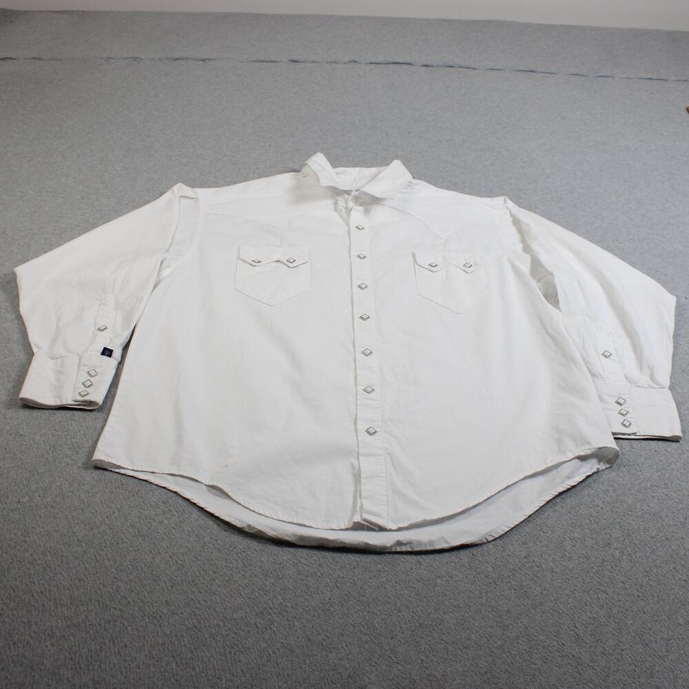Rockmount Ranch Wear Shirt Men XL White Western Snap Relaxed Fit Studded USA